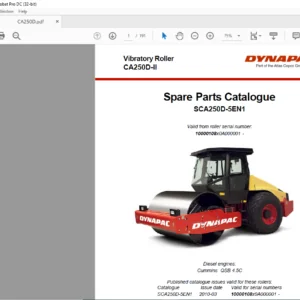 Dynapac CA250D-II Spare Parts Catalogue SCA250D-5EN1 - PDF DOWNLOAD