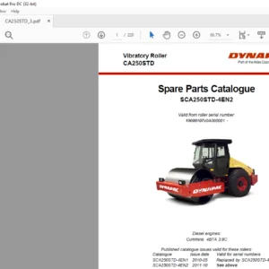 Dynapac CA250STD Spare Parts Catalogue SCA250STD-4EN2 - PDF DOWNLOAD