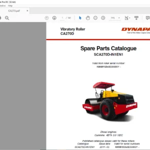 Dynapac CA270D Spare Parts Catalogue SCA270D-IN1EN1 - PDF DOWNLOAD