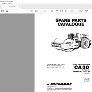 Dynapac CA30 Series 2 Vibratory Roller Spare Parts Catalogue Manual - PDF DOWNLOAD
