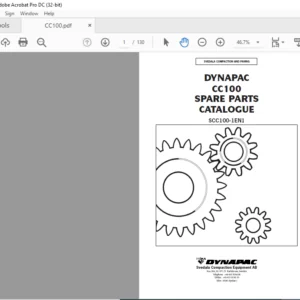 Dynapac CC100 Spare Parts Catalogue Manual - PDF DOWNLOAD