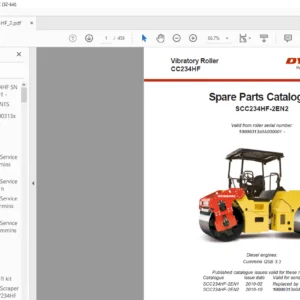 Dynapac CC234HF-2 Spare Parts Catalogue Manual - PDF DOWNLOAD