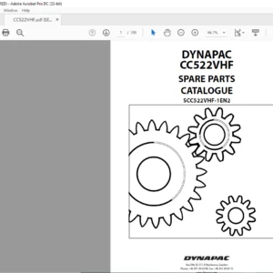 Dynapac CC522VHF Spare Parts Catalogue SCC522VHF-1EN2 - PDF DOWNLOAD