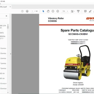 Dynapac CC900G Spare Parts Catalogue SCC900G-CN3EN1 - PDF DOWNLOAD