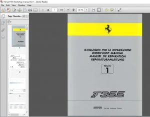 Ferrari F355 Workshop Manual Volume 1 - PDF DOWNLOAD