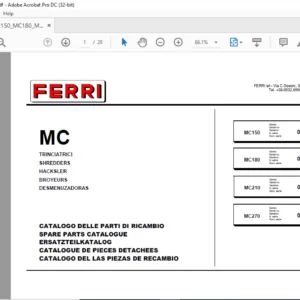 Ferri MC150 MC180 MC210 MC270 Parts Catalogue Manual - PDF DOWNLOAD