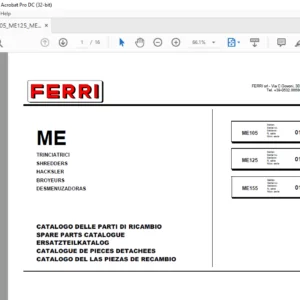 Ferri ME105 ME125 ME155 SHREDDERS Parts Catalogue Manual - PDF DOWNLOAD