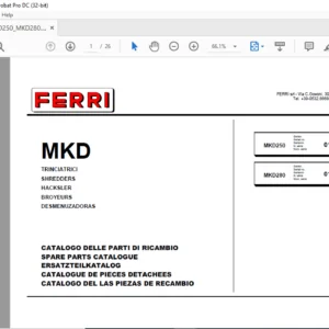 Ferri MKD250 MKD280 SHREDDERS Parts Catalogue Manual - PDF DOWNLOAD