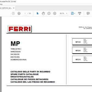 Ferri MP160 MP200 MP230 Shredders Parts Catalogue Manual - PDF DOWNLOAD