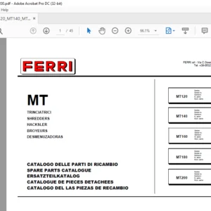 Ferri MT120 MT140 MT160 MT180 MT200 Shredders Parts Catalogue Manual - PDF DOWNLOAD