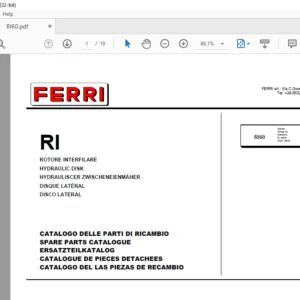 Ferri RI60 Hydraulic Disk Parts Catalogue Manual - PDF DOWNLOAD