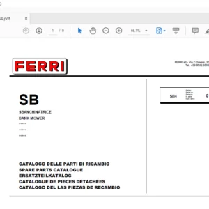Ferri SB4 Bank Mower Parts Catalogue Manual - PDF DOWNLOAD