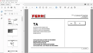 Ferri TA26 Hydraulic Flail-Hedger Mowers Parts Catalogue Manual - PDF DOWNLOAD