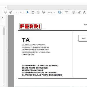 Ferri TA26 Hydraulic Flail-Hedger Mowers Parts Catalogue Manual - PDF DOWNLOAD
