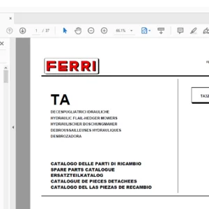 Ferri TA32 Hydraulic Flail-Hedger Mowers Parts Catalogue Manual - PDF DOWNLOAD