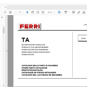 Ferri TA32S Hydraulic Flail-Hedger Mowers Parts Catalogue Manual - PDF DOWNLOAD