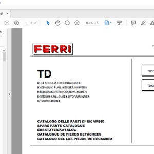 Ferri TD37S TD42S Hydraulic Flail-Hedger Mowers Parts Catalogue Manual - PDF DOWNLOAD