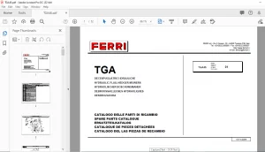 Ferri TGA46 Hydraulic Flail-Hedger Mowers Parts Catalogue Manual - PDF DOWNLOAD