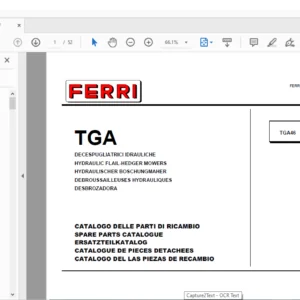 Ferri TGA46 Hydraulic Flail-Hedger Mowers Parts Catalogue Manual - PDF DOWNLOAD