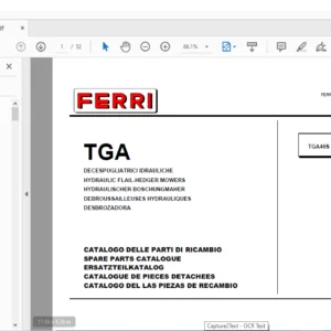 Ferri TGA46S Hydraulic Flail-Hedger Mowers Parts Catalogue Manual - PDF DOWNLOAD