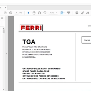 Ferri TGA50S Hydraulic Flail-Hedger Mowers Parts Catalogue Manual - PDF DOWNLOAD