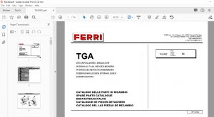 Ferri TGA58Z Hydraulic Flail-Hedger Mowers Parts Catalogue Manual - PDF DOWNLOAD