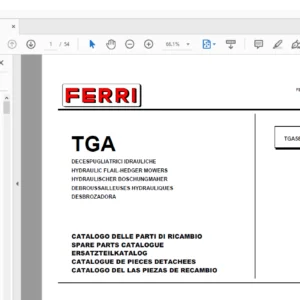 Ferri TGA58Z Hydraulic Flail-Hedger Mowers Parts Catalogue Manual - PDF DOWNLOAD