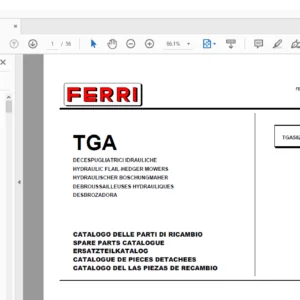Ferri TGA58ZS Hydraulic Flail-Hedger Mowers Parts Catalogue Manual - PDF DOWNLOAD