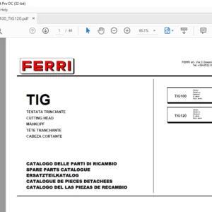 Ferri TIG100 TIG120 Cutting Head Parts Catalogue Manual - PDF DOWNLOAD