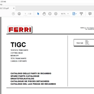 Ferri TIGC120 Cutting Head Parts Catalogue Manual - PDF DOWNLOAD