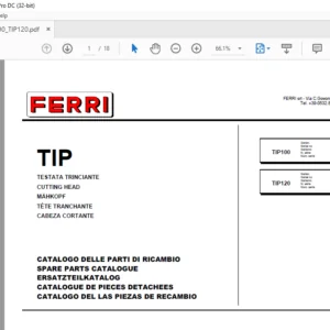 Ferri TIP100 TIP120 Cutting Head Parts Catalogue Manual - PDF DOWNLOAD