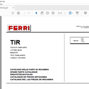 Ferri TIR150 Cutting Head Parts Catalogue Manual - PDF DOWNLOAD