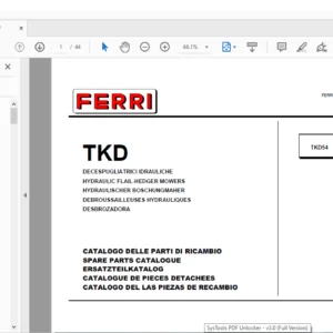 Ferri TKD54 Hydraulic Flail-Hedger Mowers Parts Catalogue Manual - PDF DOWNLOAD