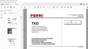 Ferri TKD55 Hydraulic Flail-Hedger Mowers Parts Catalogue Manual - PDF DOWNLOAD