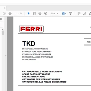 Ferri TKD55 Hydraulic Flail-Hedger Mowers Parts Catalogue Manual - PDF DOWNLOAD