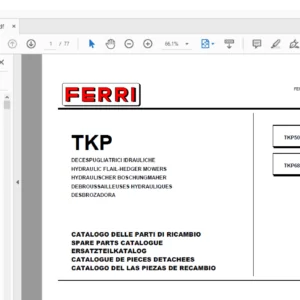 Ferri TKP50 TKP68 Hydraulic Flail-Hedger Mowers Parts Catalogue Manual - PDF DOWNLOAD