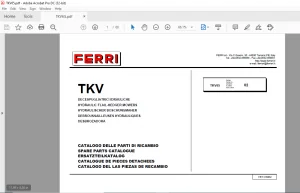 Ferri TKV65 Hydraulic Flail-Hedger Mowers Parts Catalogue Manual - PDF DOWNLOAD