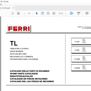 Ferri TL160 TL200 TL160S TL200S VERGE Mowers Parts Catalogue Manual - PDF DOWNLOAD