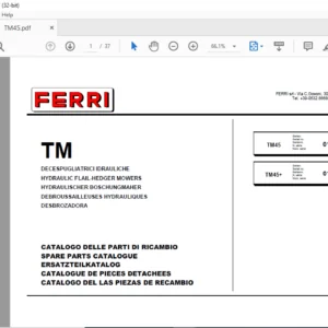 Ferri TM45 TM45+ Hydraulic Flail-Hedger Mowers Parts Catalogue Manual - PDF DOWNLOAD