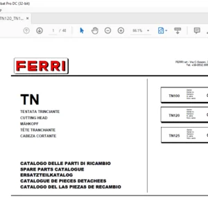 Ferri TN100 TN120 TN125 Cutting Head Parts Catalogue Manual - PDF DOWNLOAD