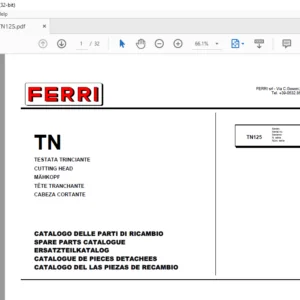 Ferri TN125 Cutting Head Parts Catalogue Manual - PDF DOWNLOAD
