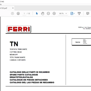 Ferri TN150 Cutting Head Parts Catalogue Manual - PDF DOWNLOAD