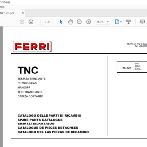 Ferri TNC120 Cutting Head Parts Catalogue Manual - PDF DOWNLOAD