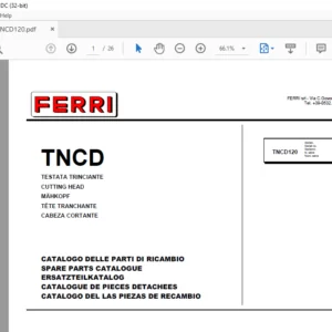 Ferri TNCD120 Cutting Head Parts Catalogue Manual - PDF DOWNLOAD