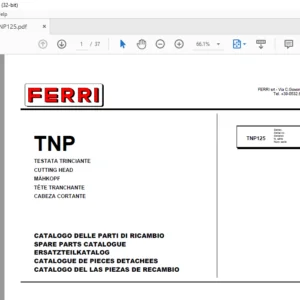 Ferri TNP125 Cutting Head Parts Catalogue Manual - PDF DOWNLOAD