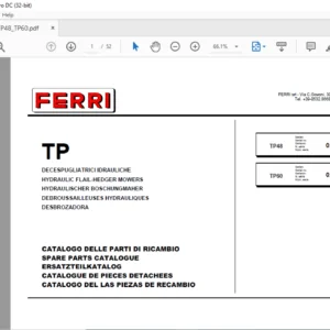 Ferri TP48 TP60 Hydraulic Flail-Hedger Mowers Parts Manual - PDF DOWNLOAD