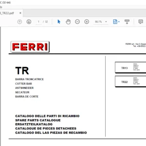 Ferri TR13 TR22 Cutter Bar Parts Catalogue Manual - PDF DOWNLOAD