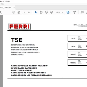 Ferri TSE50 TSE60 TSE50E TSE60E Hydraulic Flail-Hedger Mowers Parts Manual - PDF DOWNLOAD