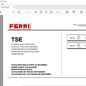 Ferri TSE70Z TSE70ZT Hydraulic Flail-Hedger Mowers Parts Manual - PDF DOWNLOAD