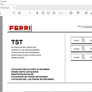 Ferri TST50T TST50A TST50R Hydraulic Flail-Hedger Mowers Parts Manual - PDF DOWNLOAD